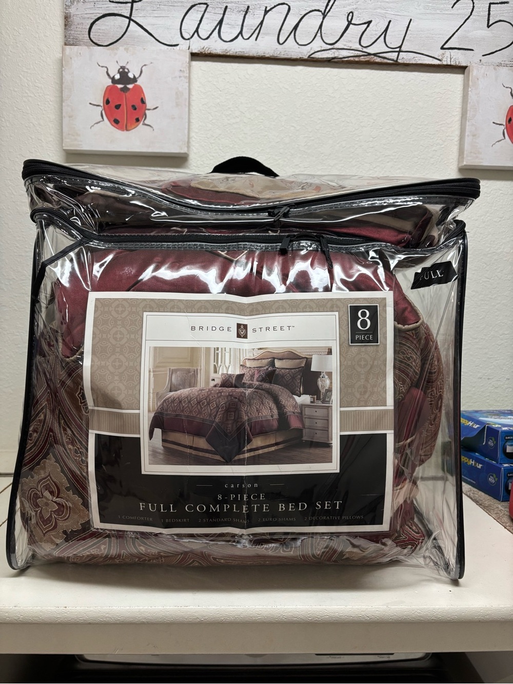 Full Comforter Set in Burgundy - 8 Piece